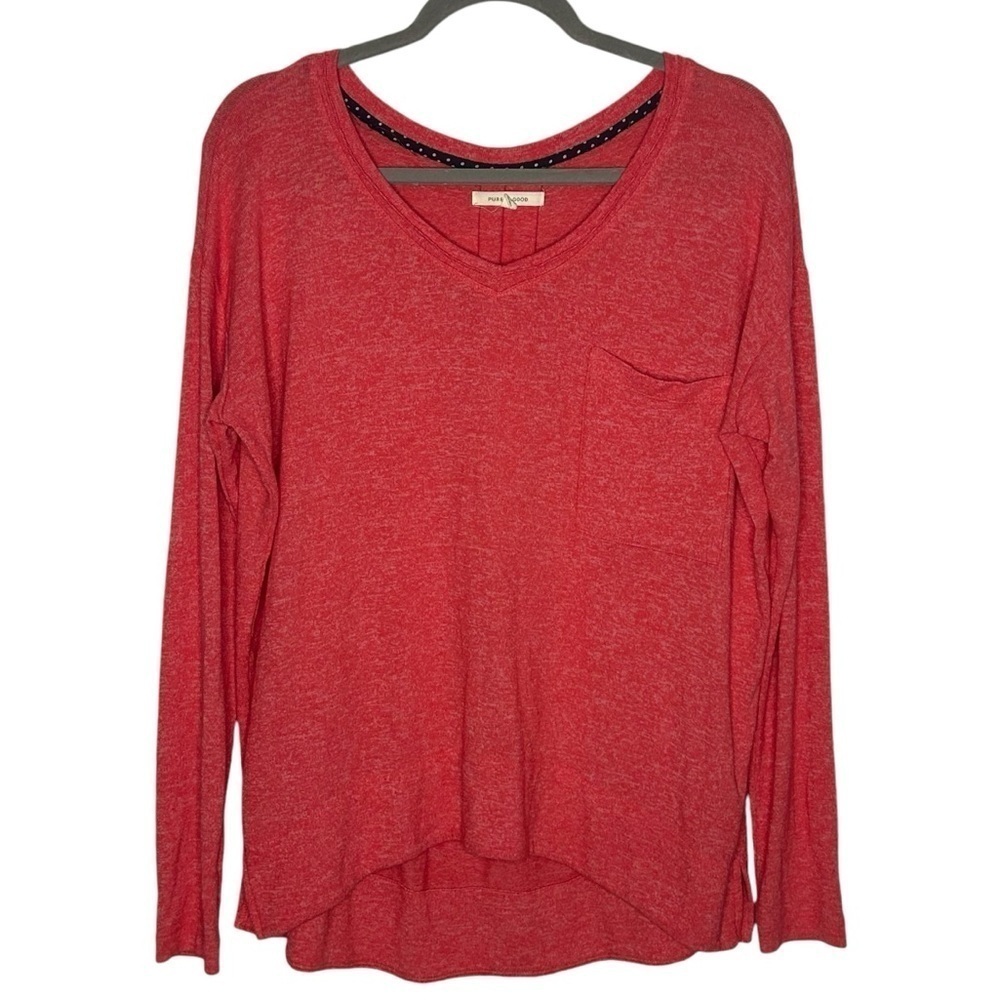 Anthropologie Pure Good Cozy Chest Pocket V-Neck Pullover Long Sleeve Top